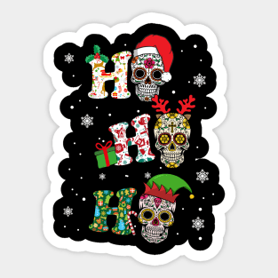 Funny Xmas Ho Ho Ho Sugar Skull Christmas Sticker